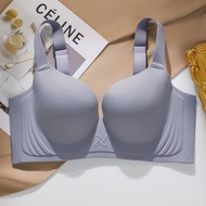 One Piece Big Breasts Look Small 95E Underwear Full Cup Thin Seamless Bra Gathering Closing Pair Fat