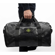 [100% ɑuthentic] Stone Island 31L Black PU Leather Duffel Weekender Gym Bag For Travel Trip [Ready S