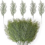 50PCS Artificial Pine Branches Green Leaves Needle Garland Green Plants Pine Needles for Garland Wreath Christmas Embellishing and Home Garden Decoration