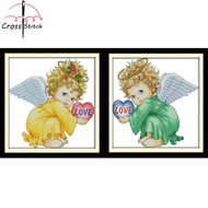 Cross Stitch Complete Set Angel baby boy girl Printed Unprinted Aida Fabric Canvas 11CT 14CT Stamped Counted Cloth DIY Needlework Handmade Embroidery Home Room Decor Sewing Kit
