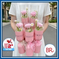[March 8 Gift] Combo of 3 Bouquets of Scented Wax Roses and 1 Pre-wrapped Flower - Beautiful and Mea