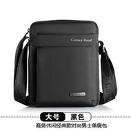 CARNEY ROAD卡尼路男士单肩包男斜挎包出差商务男包轻便背包防水牛津布包 黑色大号