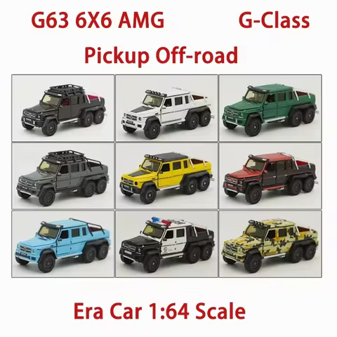 Era Car 1:64 Scale G63 6X6 AMG G-Class Pickup Off-road Alloy Simulation Car Model Classic Collection