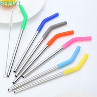 PERRY1 2Pcs Metal Straw, With Silicone Tip Reusable Stainless Steel Straw, Durable Smooth Surface 8mm Detachable Stanley Cup Straw Tumbler Cup