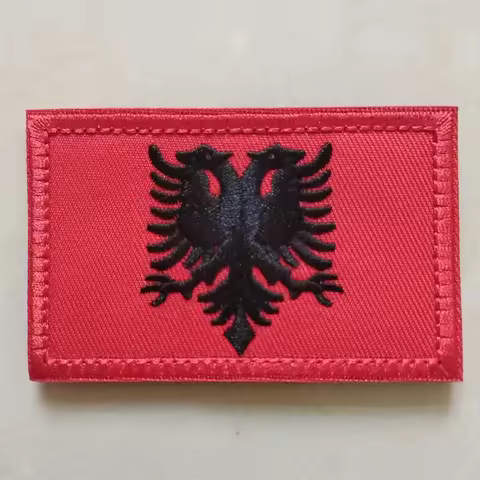 Albania Flag Embroidered Velcros Patch Hook & Loop – Tactical Morale Badge Applique for Caps, Clothi
