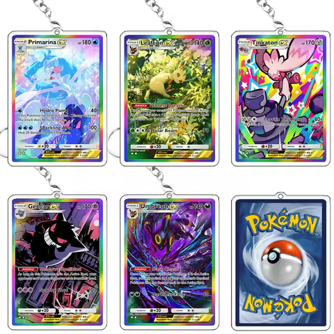 Trading Card Acrylic Keychain Game Pocket Primarina Leafeon Azumarill Gengar Umbreon Ptcg Bag Pendan