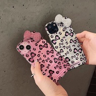 Girly Korean 3D Diamond Kitty Bow leopard print Casing for Samsung Galaxy S25 S24 S22 Ultra S23 FE S