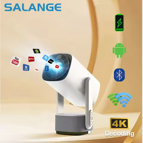 Salange 4K Projector K2 Smart Android11 Built-in Battery Bluetooth Speaker WIFI Auto Focus Keystone 