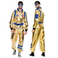Halloween Astronaut Costume for Space Suit Pilot Cosplay Outfit for Adult Man Space Themed Costume