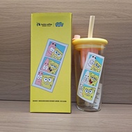 [Ready Stock Quick Shipment] Ruixing SpongeBob SquarePants Glass Cold Change Cup Straw Cup 800ML Hap