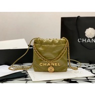 Bag mini22bag Mini Mustard Green Cowhide Shopping Bag Chain Bag