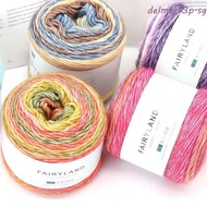 DELMER13P Cake Yarn, Hand-woven Cotton Rainbow Woollen Yarn, Fancy Blend Yarn Comfortable Soft 100g 
