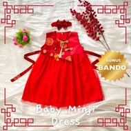 Baby MINJI Dress, Chinese New Year Dress for 1-2 year olds, satin material, oriental motif by deepee
