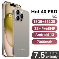 Baru Asli Hp HOT 40 PRO NFC handphone 7.5 inci HD 5G/4G WIFI 120Hz HOT 50 PRO Smartphone Promosi Pro