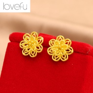 Original 18K Saudi Gold Pawnable Legit Rich Flower Gold Stud Earrings