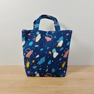 深藍-台灣磨石牆圖案餐袋-便當袋/午餐袋/手提袋