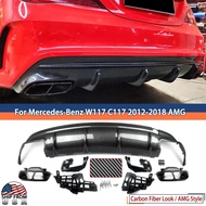 AMG Rear Bumper Diffuser Exhaust Tailpipes For Benz W117 CLA200 CLA250 2012-2018