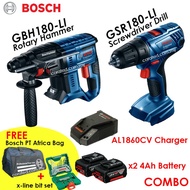 Bosch GBH180-LI Cordless Rotary Hammer + GSR180-LI Screwdriver Drill +X-Line Set
