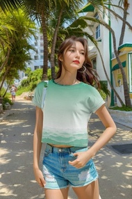 山系短袖 T Shirt 綠色群山 原創設計 速乾物料