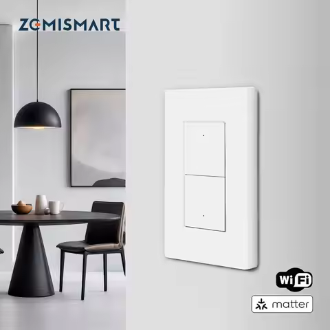 Zemismart Matter Over WiFi 3-Way Smart Switch US with Frame Push Button Wall Light Switch Support Ho