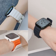 Rubber Band Ocean Strap for Apple Watch Ultra 2 49mm Series 9 8 7 6 5 4 3 for IWatch 44mm 40mm 45mm 41mm 42mm Smart Watch Strap I9 Pro Max I8 Pro T800 T500+ Pro DT No 1 HW22 IWO