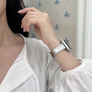 適用於 galaxy watch8 apple watch11 的金屬色山羊皮革錶帶