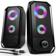 Computer Speakers for Desktop PC and Laptop, Monitor Speakers with RGB Lights, FC03 USB Powered Gami