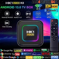 2024 Android TV Box HK1 RBOX K8 แรม4GB/64GB Amlogic ใหม่ RK3528 Android 13.0 + แอพฟรีทีวี ละคร เพลง 