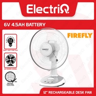 Electriq l Firefly 12 inches Rechargeable Desk Fan Electric Fan with LED Night Light FEL6112