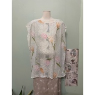 Vintage floral loose Japanese women's shirt size xl a86