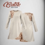 BAJU [MUSLIMAH] FAZZ FL08 - CORAK BATIK BEIGE KHAKIS COKLAT FLORAL JERSEY