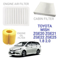 (SET) FILTER TOYOTA WISH ZGE20 ZGE21 ZGE22 ZGE25 1.8 2.0 ENGINE OIL FILTER AIR FILTER AIR COND CONDI