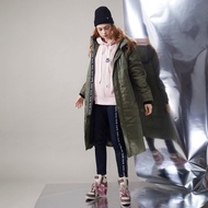 【中性款】防風防撥水可拆帽鋪棉長版外套 / 橄欖綠