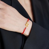 靈蛇金剛結紅繩 未時18k金紅色手鏈本命年紅繩女禮物高級感國風