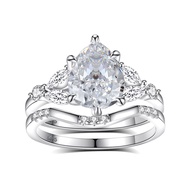 2ct 7x9MM Moissanite Two Rings GRA Certificate Laboratory Diamond Ring Women Wedding Jewelry 18K Whi