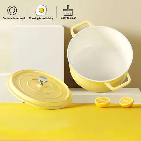 Enameled Cast Aluminum Dutch Oven with Lid Home Kitchen Enamel Stock Pot Dutch Oven Cast Aluminum Po