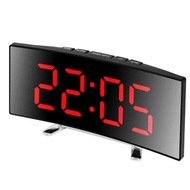 Creative Curved Electronic Clock LED Large Screen Mirror Alarm Clock Students Silent Multifunctional