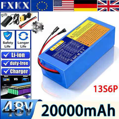 48V 20Ah 13S6P lithium battery pack with built-in BMS 1000W 1500W motorcycle motor rechargeable batt