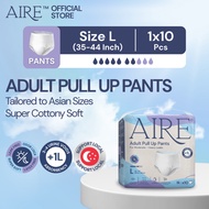 Aire Adult Diaper Pull Up Pants - Size L (1x10 pcs) (High Absorbency, Tailored for Asian Sizes, Soft