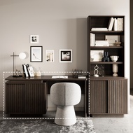 SB Design Square SB FURNITURE โต๊ะเครื่องแป้ง / โต๊ะทำงาน ขนาด 160 ซม. รุ่น Noir สีไม้เข้ม (ที่นั่งด
