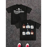 Don Julio Tequila Bottles Double Sided Digital Printed 220g T Shirt Men's Casual Round Neck Short Sl