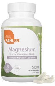 Zahler - Magnesium Supplement Capsules 200 mg (250 Count) Certified Kosher Bioactive Magnesium Citra
