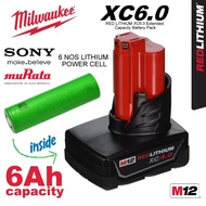 Milwaukee drill M12 XC6.0 High power output Li-ion 12V 6Ah rechargeable power tools battery replacem