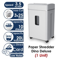 Dino Deluxe Paper Shredder (Cross Cut)-10 sheets (20L) (Paper Shredder, Shredder Machine, Office Shredder, Mesin Penghan