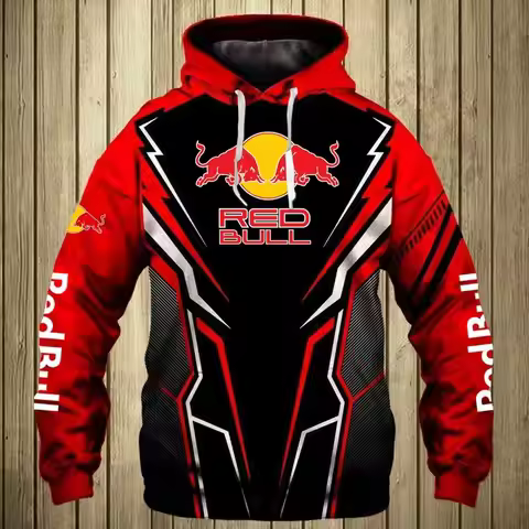 2025 New Red Bull Hoodie Fashion Red Bull 3D Printed Men's Pullover Outdoor Sportswear Racing Hoodie