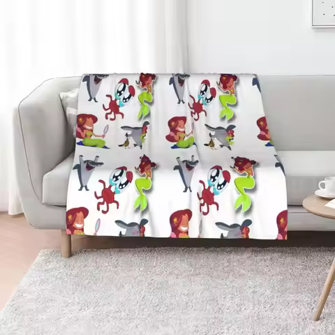 Zigo and sharko pack stickers Throw Blanket For Sofa Thin halloween Decorative Sofa Soft Plush Plaid