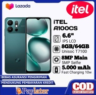 Infinix itel A90 RAM 12+128 Layar: IPS LCD 6.6 inci resolusi HD+ (720 x 1612 piksel) dan refresh rat