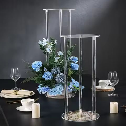 80cm 10pcs high round Acylic Floor Vase Clear Flower Vase Wedding Table Centerpiece Modern Vintage S