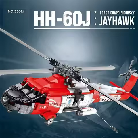 Maritime Search Rescue Helicopter Brick Kit, Coast Guard Patrol Plane For Adult Aviation Enthusiast 