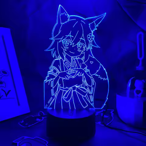 Anime The Helpful Fox Senko San 3D LED Neon Nightlight Birthday Gift for Friend Otaku Bedroom Decor 
